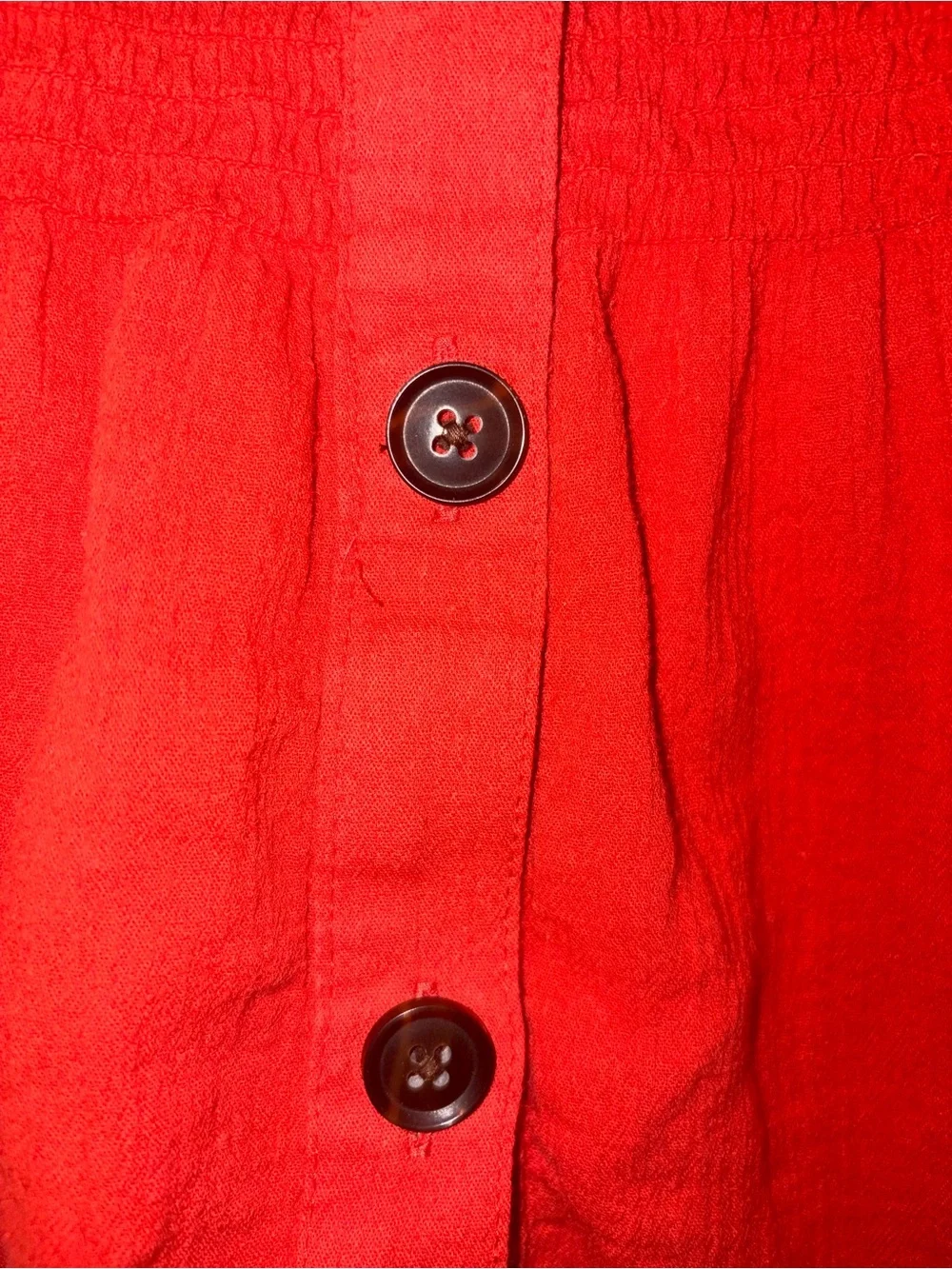 Madewell Smocked Square Neck Red Peplum Top